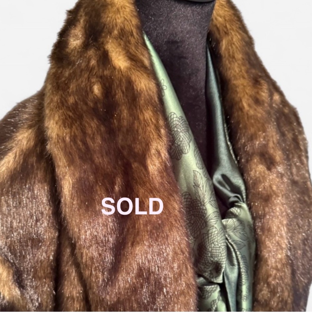 Dennis Basso Brown Faux Fur with Patterned Lining